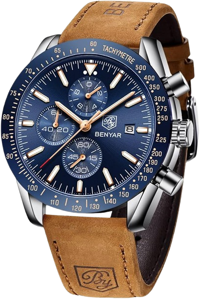 BENYAR Watch for Men Analog Quartz Chronograph Waterproof Luminous Designer Big Face Mens Wrist Watches Business Sport Casual Dress Elegant Gifts for Men