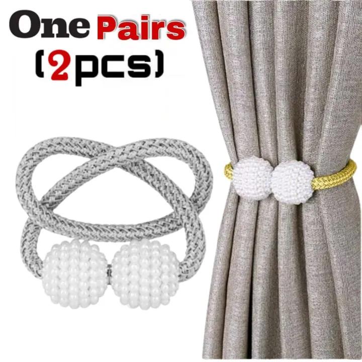 2 Pcs Decorative Curtain Tie Back Holdbacks – Beaded Rope Curtain Holder with Elegant Design