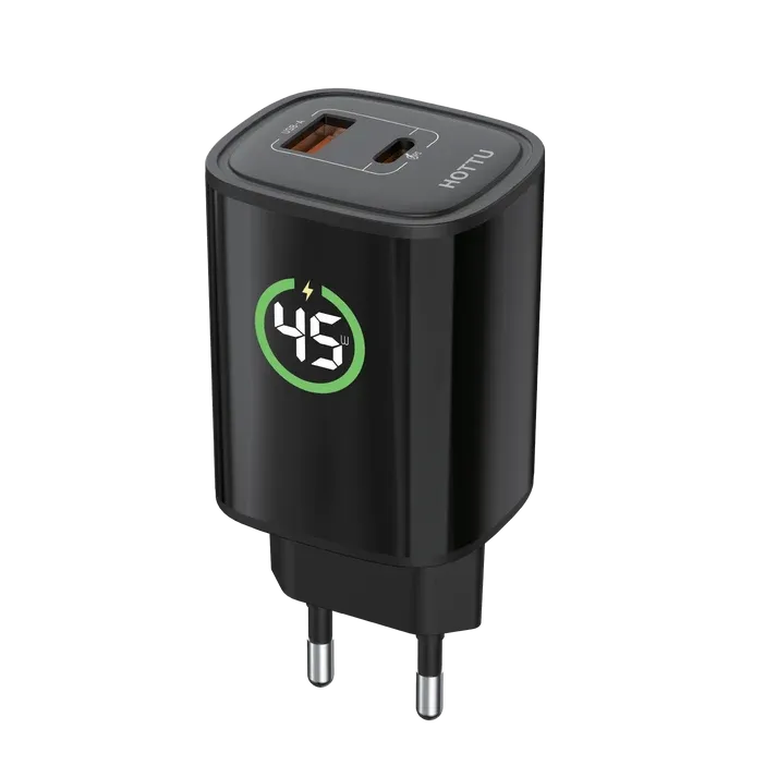 HOTTU FC07 Mobile Wall Charger – 45W Fast Charging, PD + QC3.0 & Smart Digital Display