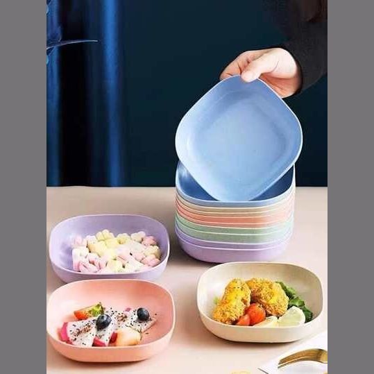 10 Pcs Plastic Plates Set with Stand Colorful Durable Dining — photo 3