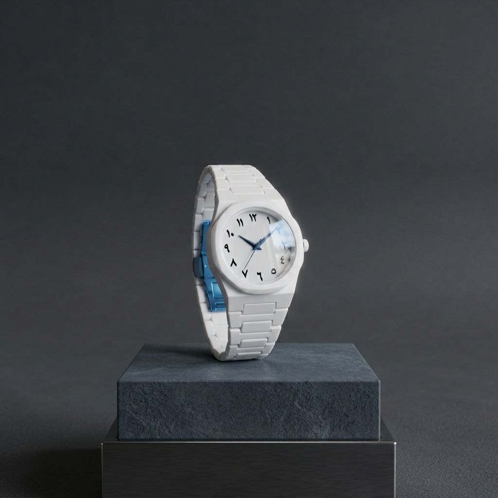 Men's Carbon Fiber White Arabic Aura Watch