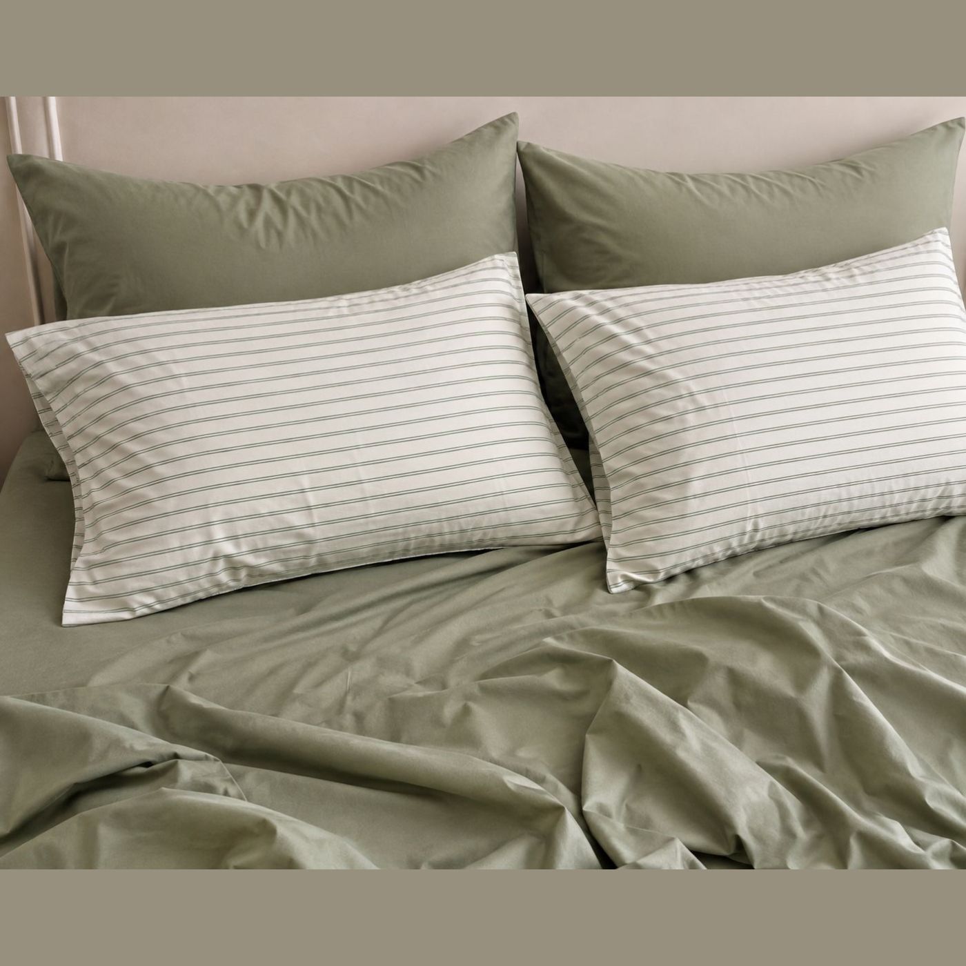 Olive Stripe Duo Bedsheet Set
