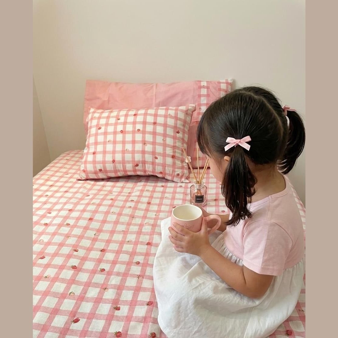 Strawberry Gingham Bedsheet Set