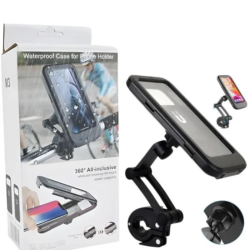Waterproof Bike Phone Holder 360° Rotation Handlebar Mobile Mount for Bicycle Motorcycle