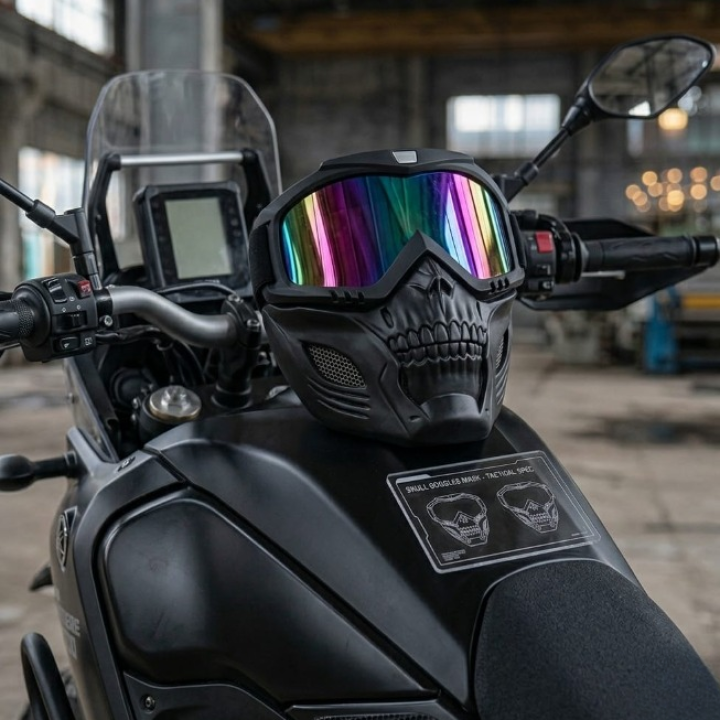 Skull Goggles Mask Full Face Tactical Protection for Bikers (Multi-Color Iridium Lens) — photo 4