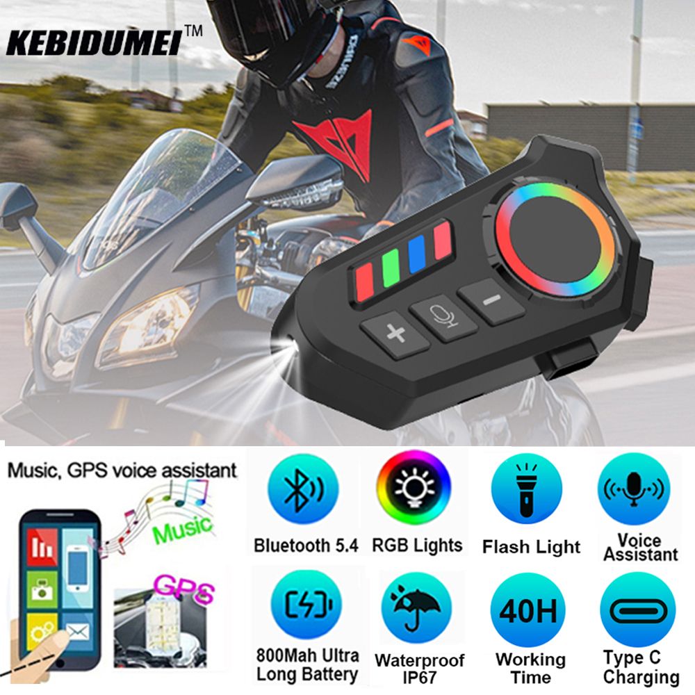 Helmet Wireless Earphone k06a Bluetooth Intercom Headset with rgb Control Knob Noise Reduction
