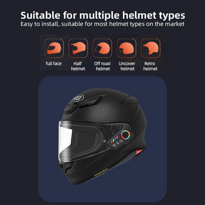 Helmet Wireless Earphone k06a Bluetooth Intercom Headset with rgb Control Knob Noise Reduction — photo 5