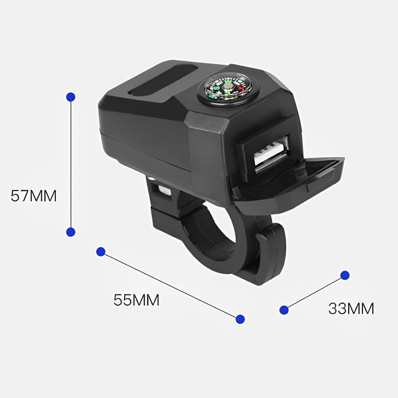 Motorcycle USB Charger with Compass – Fast Charging, Waterproof, 36-105V – Universal for Motorcycles & E-Bikes — photo 2