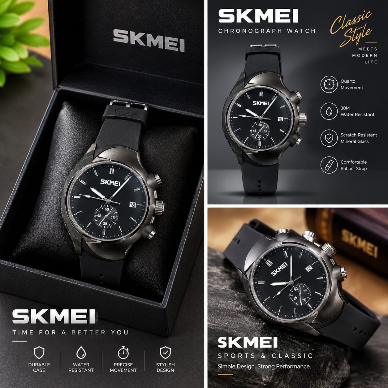 SKMEI Men’s Watch With Box– Stylish & Durable Waterproof Wristwatch — photo 3