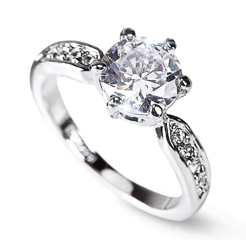 Silver Korean Wedding Ring with Zircon Simulation Diamond — photo 3