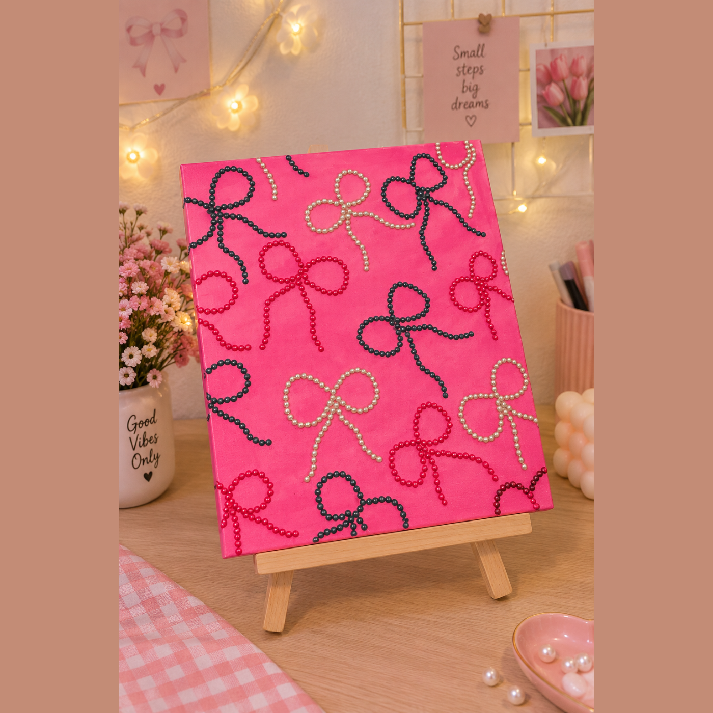 Diamond Bow Painting, Wall Decor