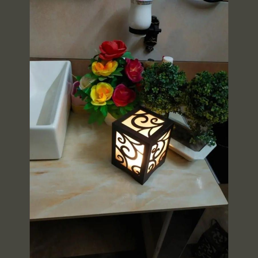 Rechargeable Swirl Table Lamp, Warm Light, Dark Brown — photo 3