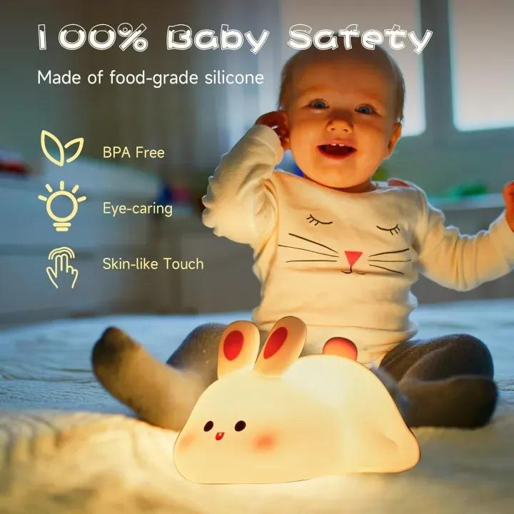 Rechargeable Silicone Bunny Night Light, Off White — photo 2