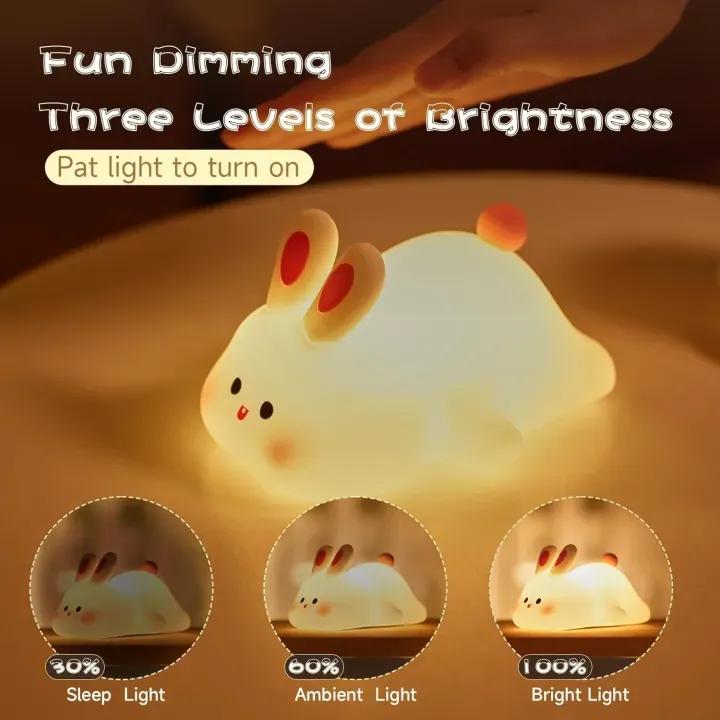 Rechargeable Silicone Bunny Night Light, Off White — photo 3