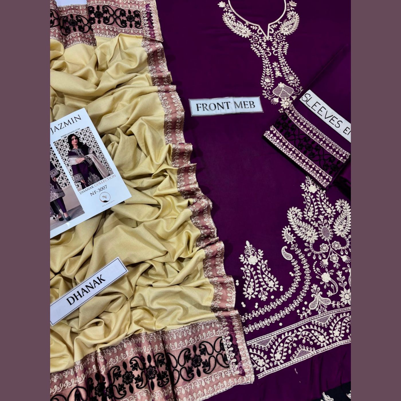 Premium Dhank Embroidered 3pc suit with wool shawl- NF-3007 — photo 3