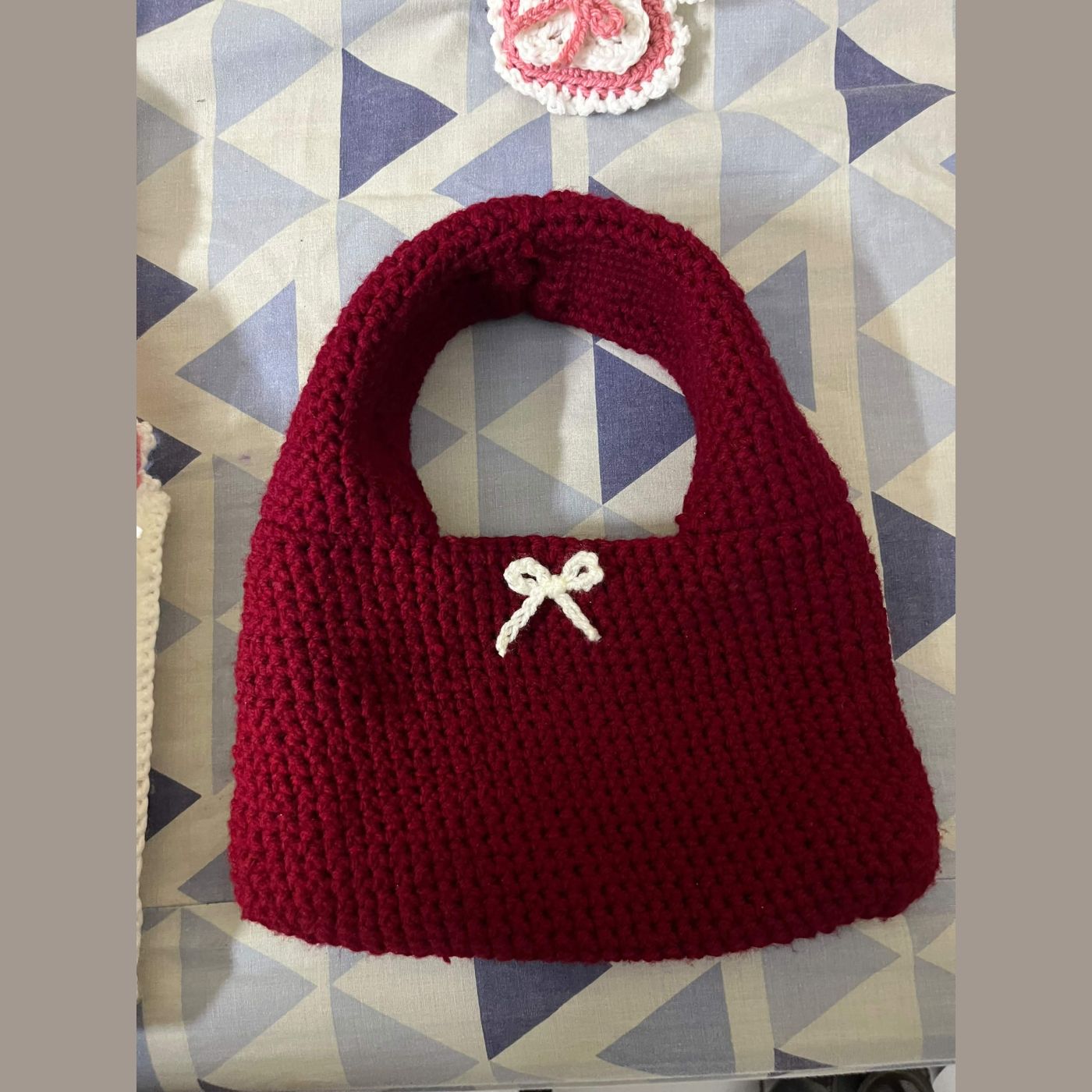 Burgundy crochet donut bag — photo 2