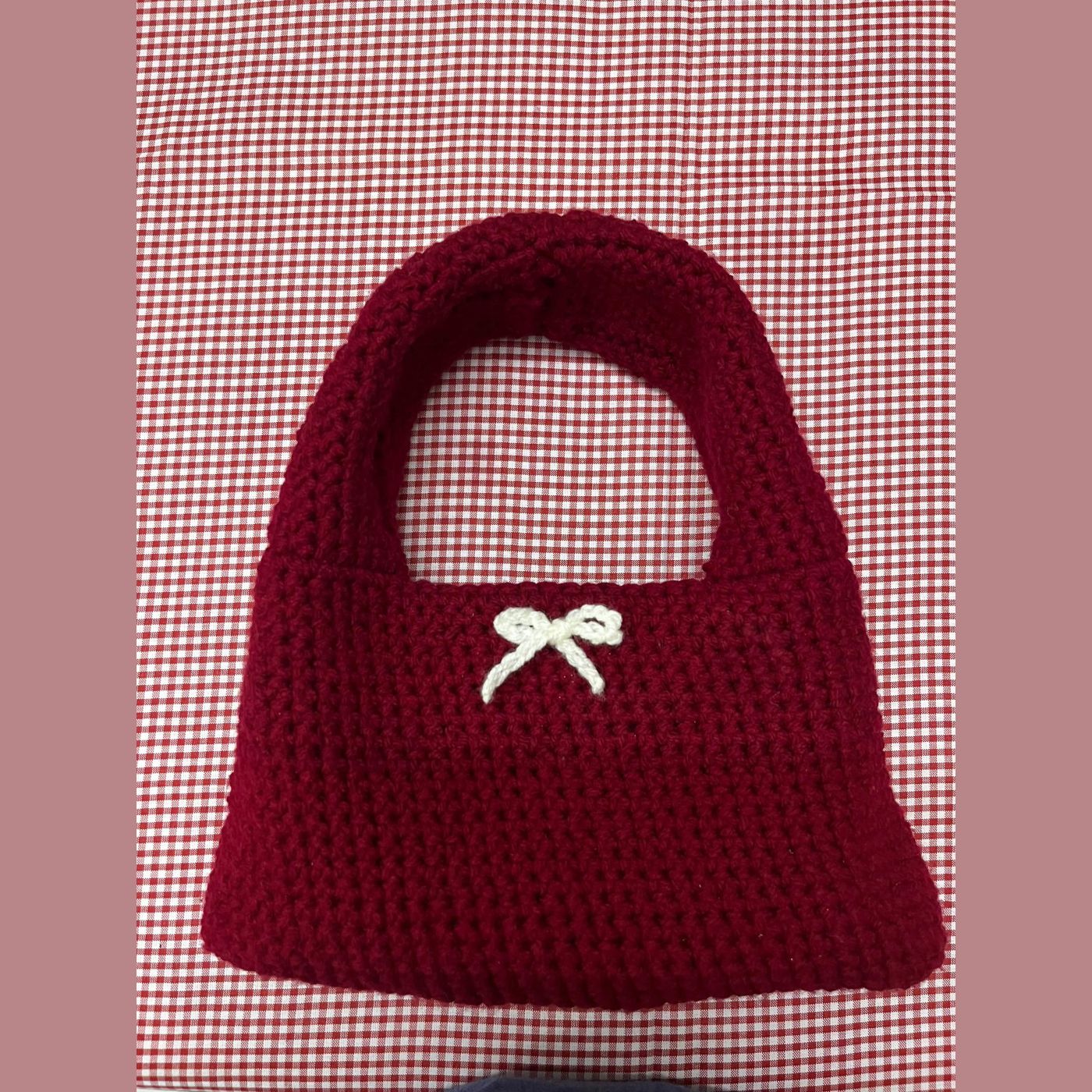 Burgundy crochet donut bag — photo 3