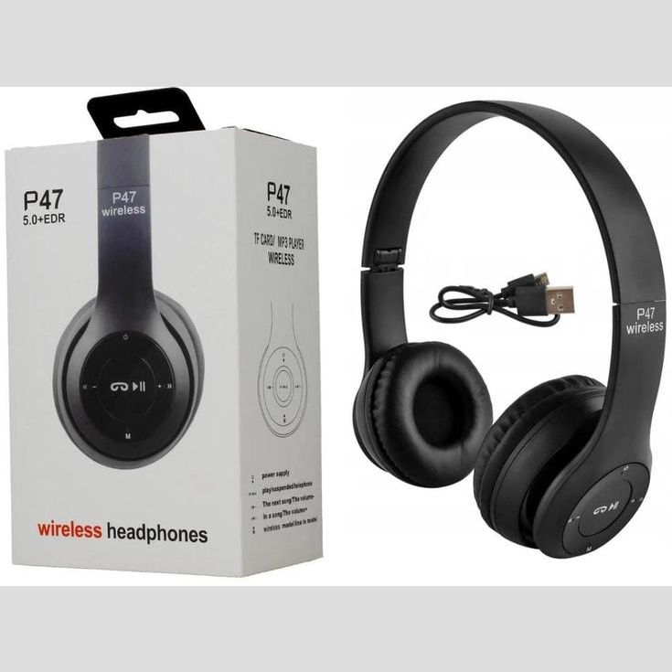 Wireless Headphones Model 47, Active Noise Cancellation, Black — photo 2