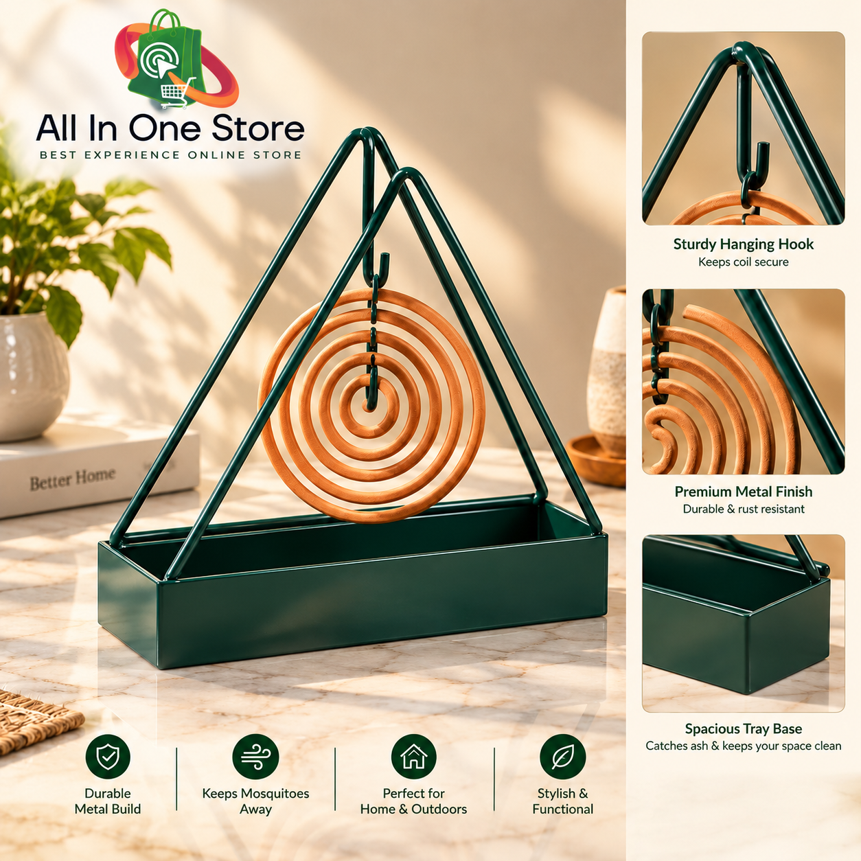 Mosquito Coil Holder, Portable Metal Burner Box — photo 2