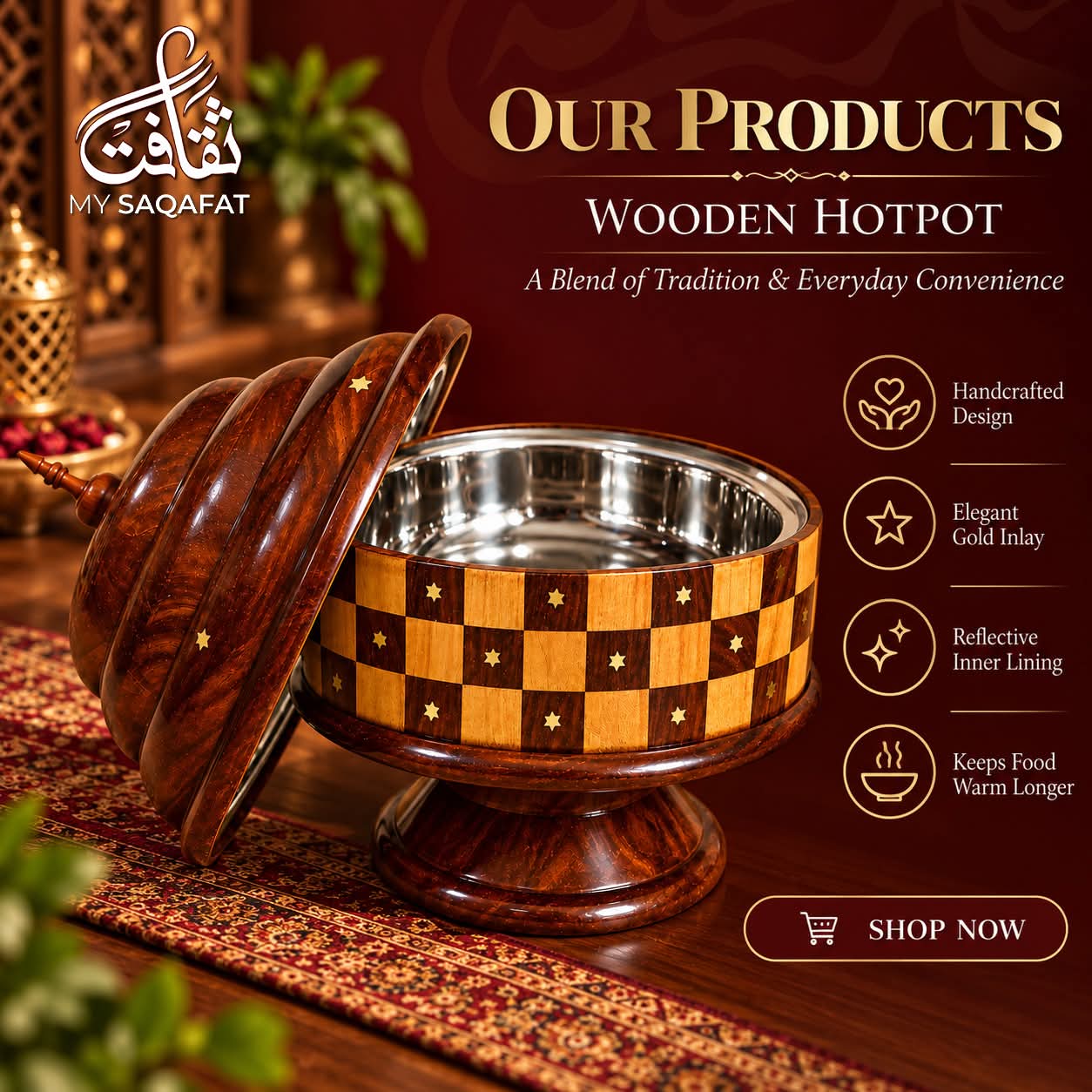 Wooden Hotpot for Roti and Food Serving — photo 2