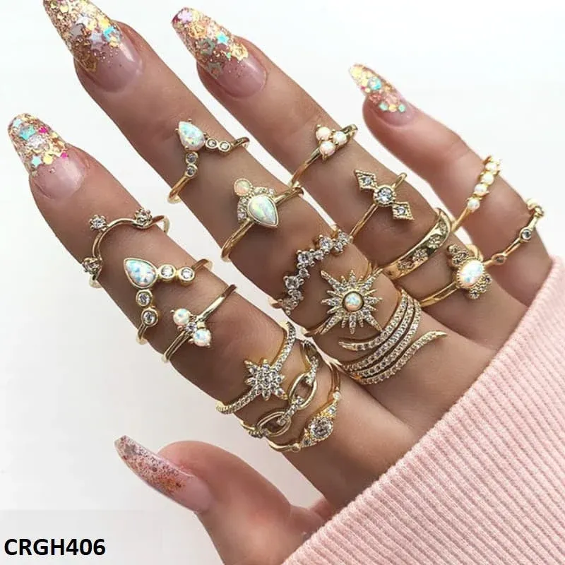 17 Piece Midi Rings Set, Gold Style Alloy — photo 2