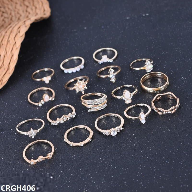 17 Piece Midi Rings Set, Gold Style Alloy — photo 3