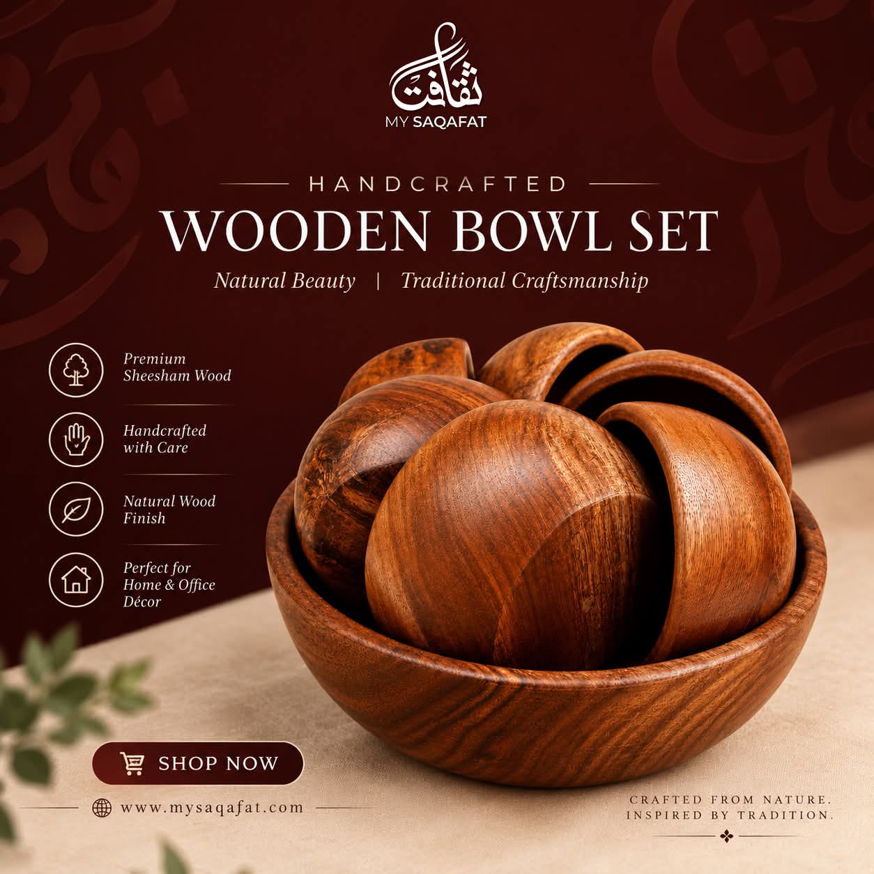 Wooden Bowl And Decorative Wooden Fruits Set