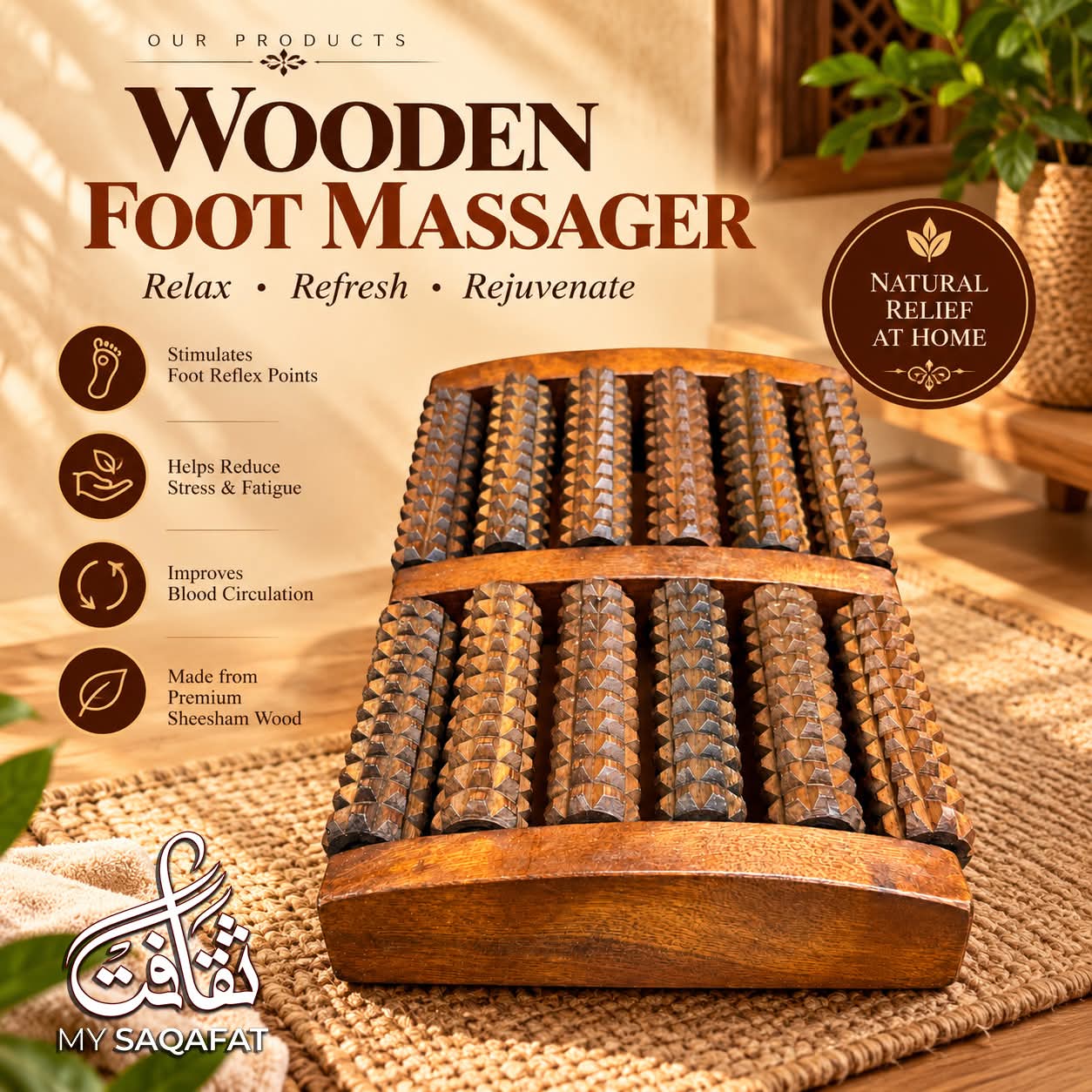 Wooden Foot Massager and Care Kit