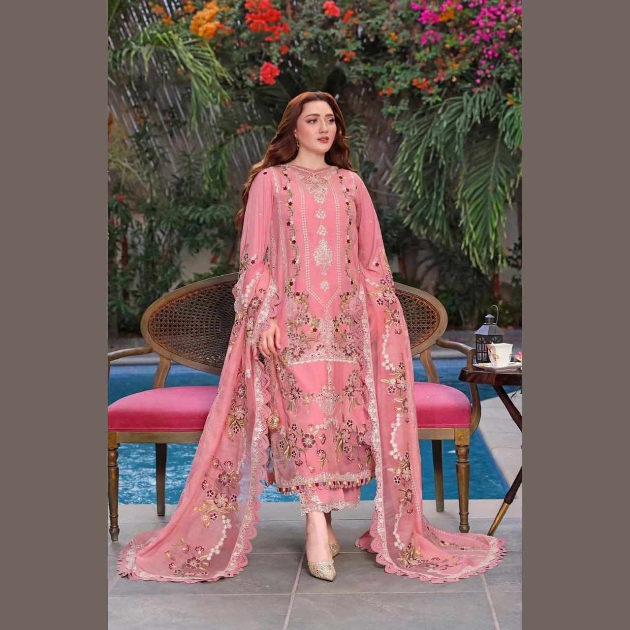 Embroidered Women's Suit, Unstitched Three Piece — photo 7