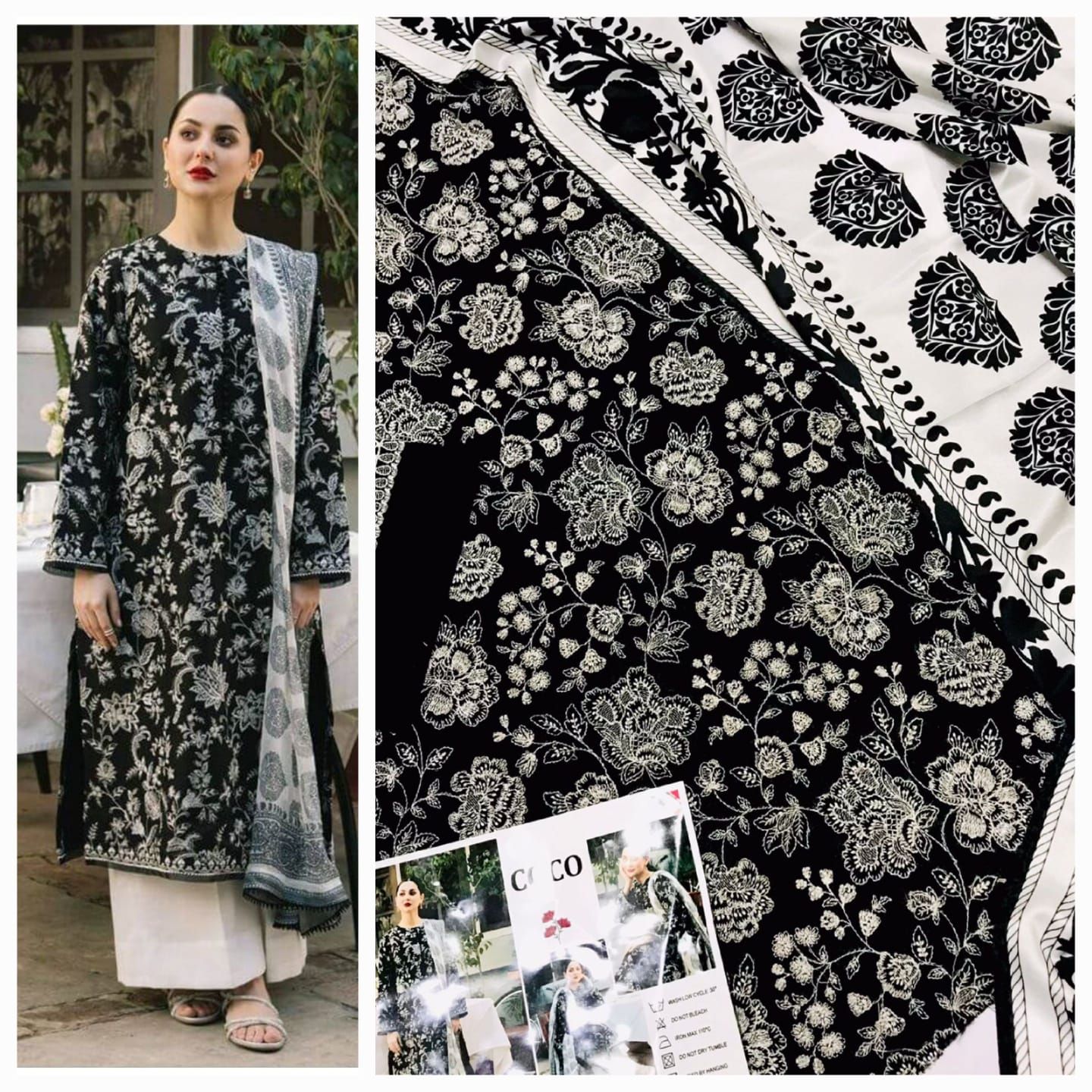 Dhanak embroidery 3piece suit