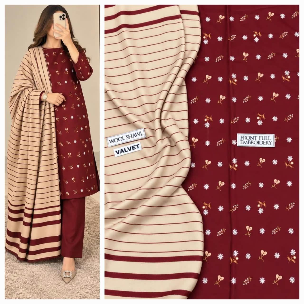 Dhanak embroidery 3piece suit — photo 6