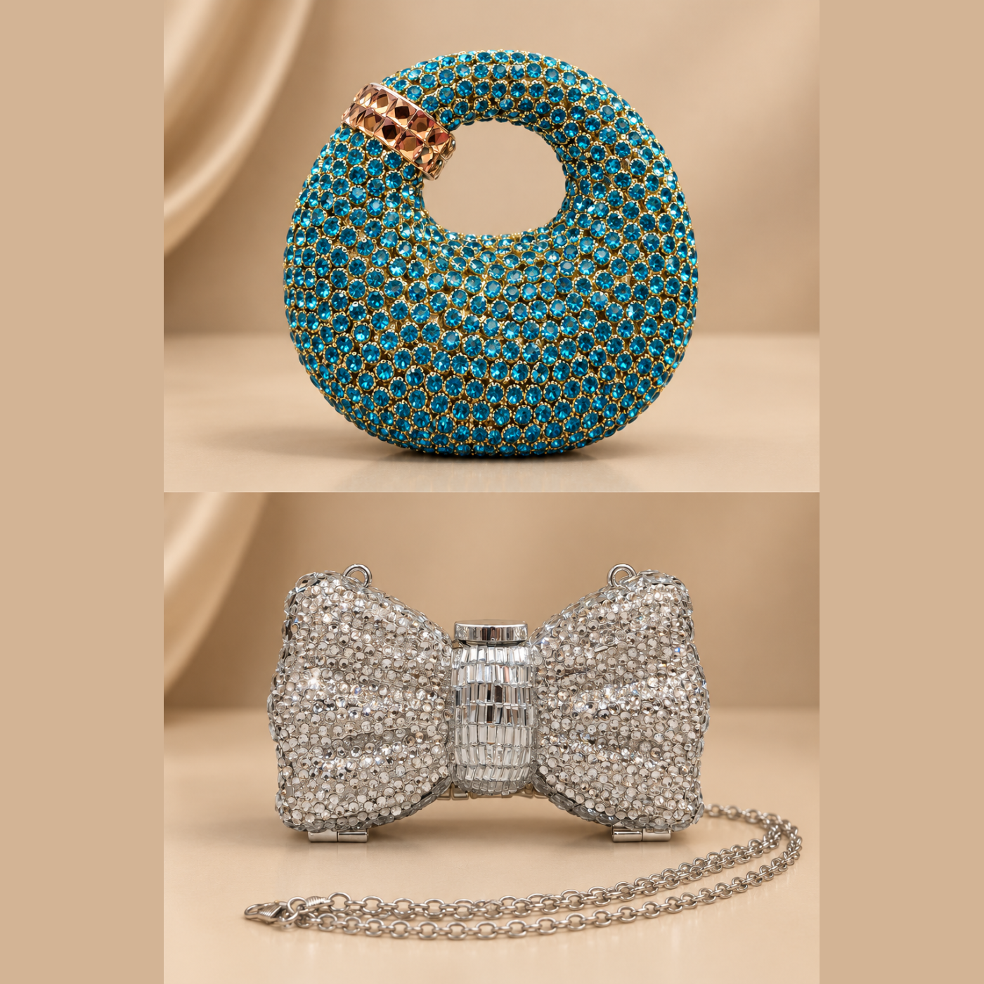 Blue Crystal Luxury Evening Clutch Bag — photo 2