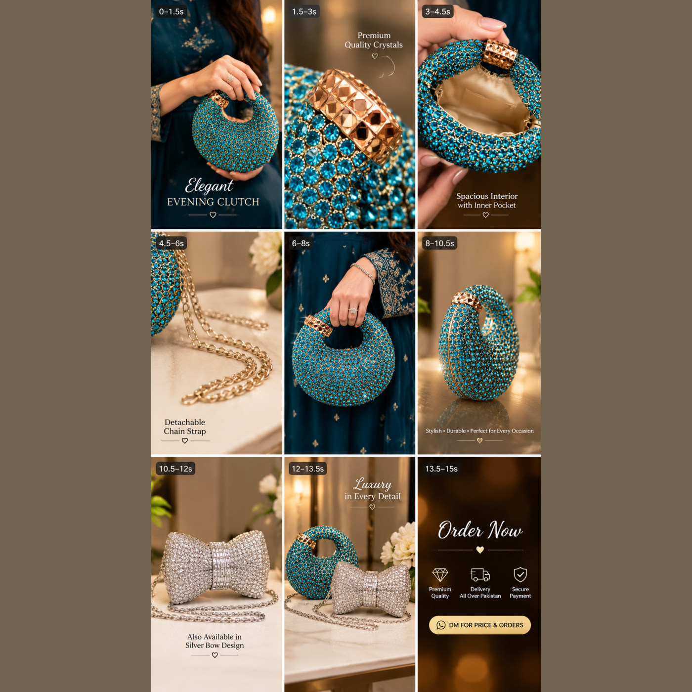 Blue Crystal Luxury Evening Clutch Bag — photo 3