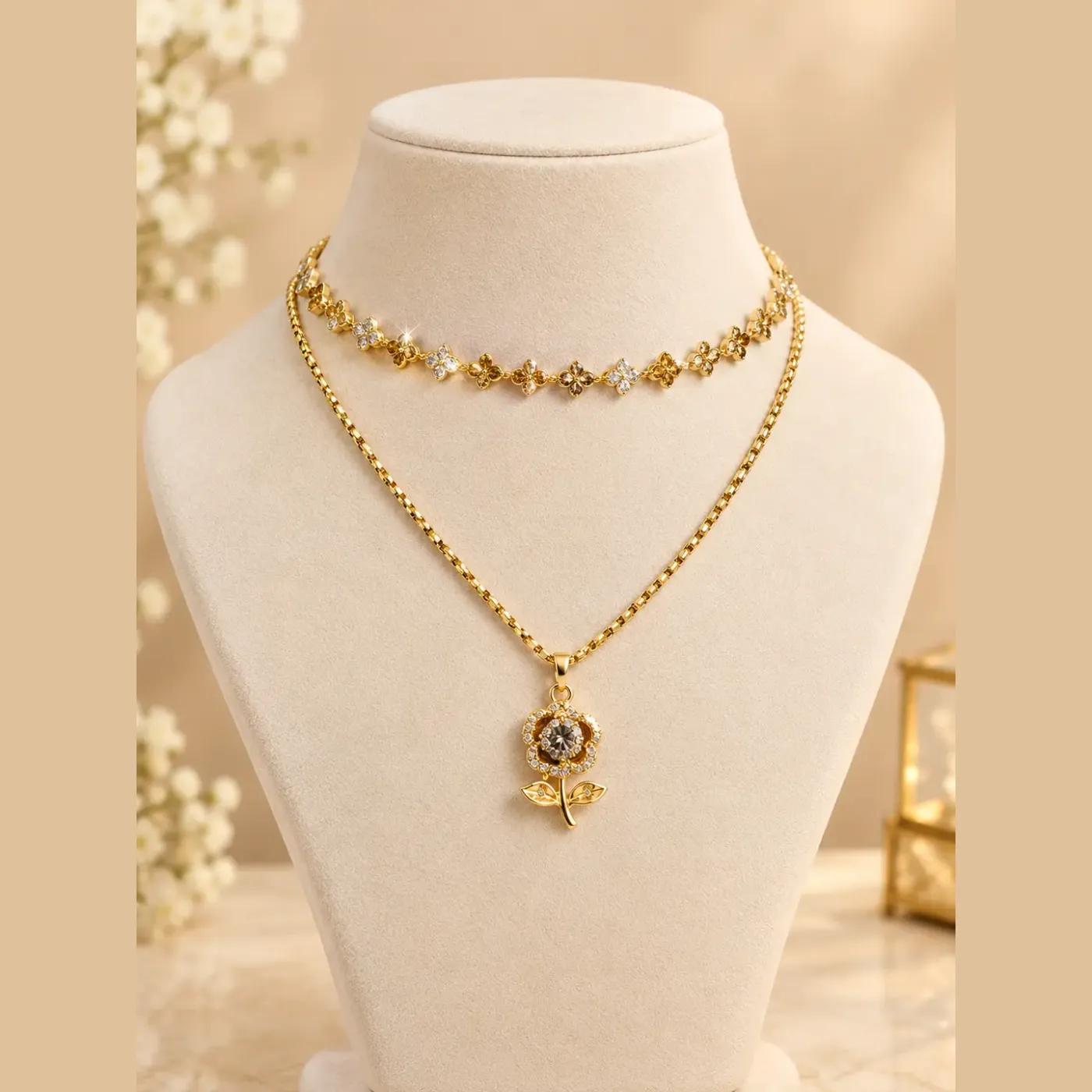 Premium Quality 2 Layered Chain Women And Girls Pendant Set — photo 2