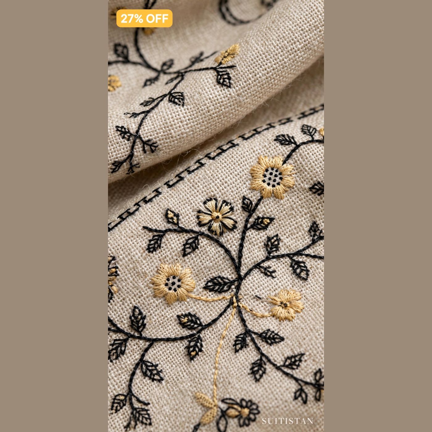 Pure Pashmina Wool Hand-Embroidered Kashmiri Shawl - Skin Beige - 27% OFF — photo 2