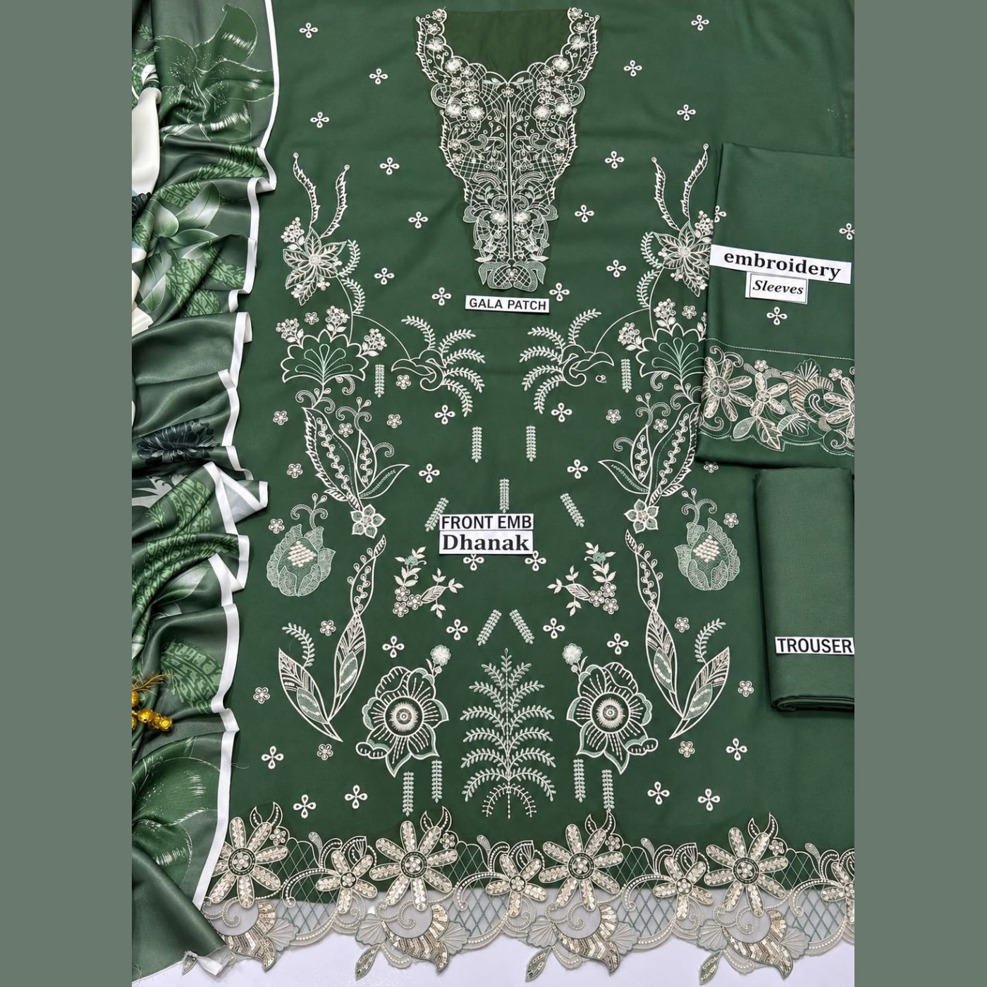Dhanak embroidery 3piece — photo 6