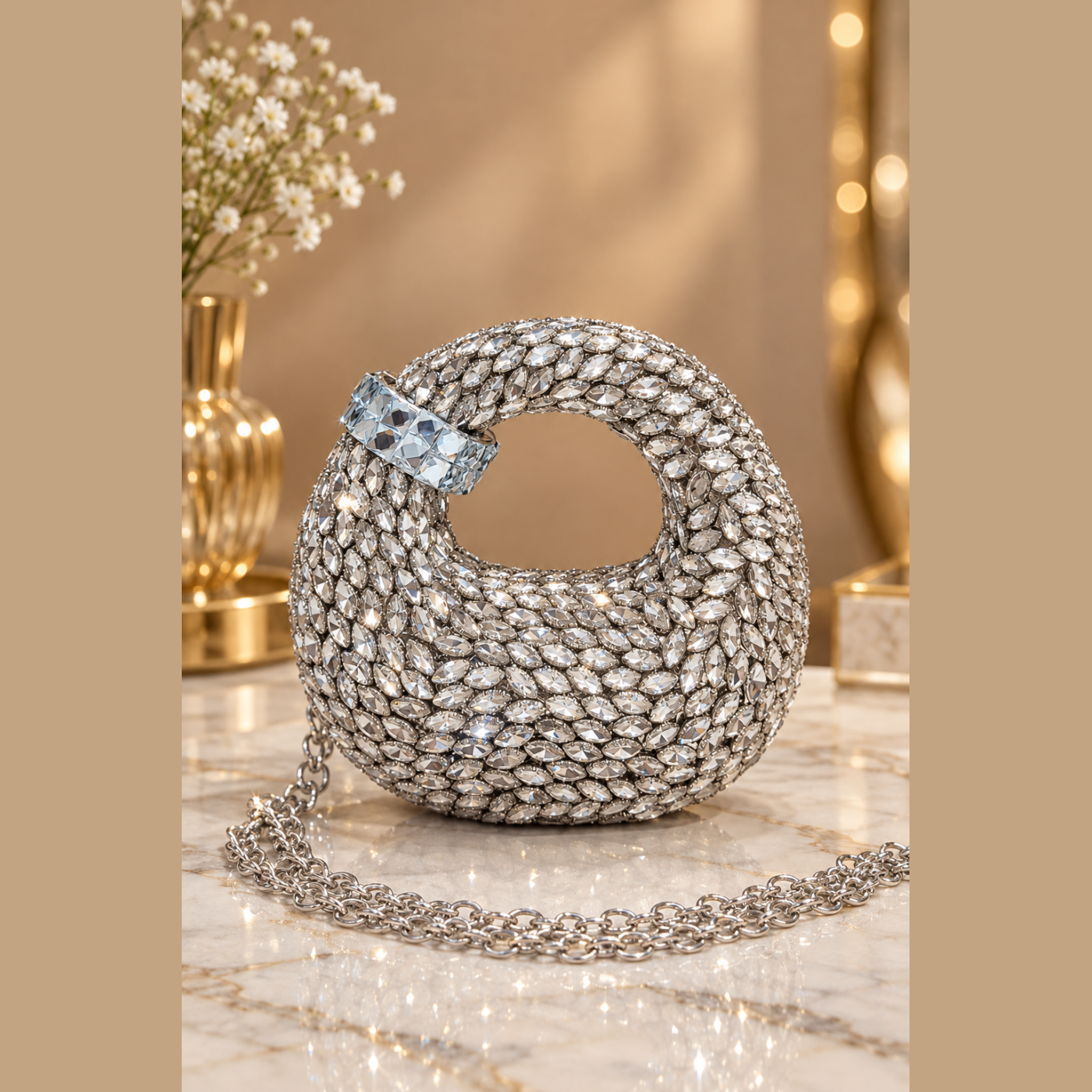 Silver Crystal Luxury Party Clutch — photo 2