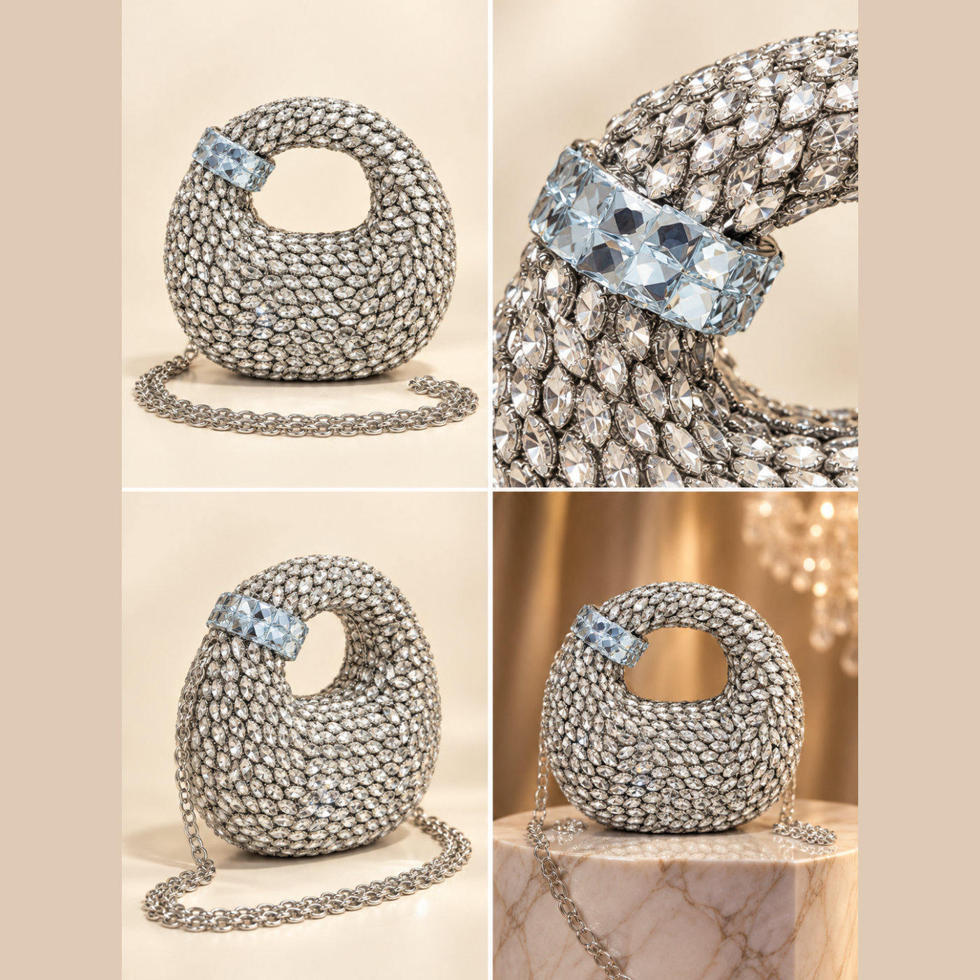Silver Crystal Luxury Party Clutch — photo 3