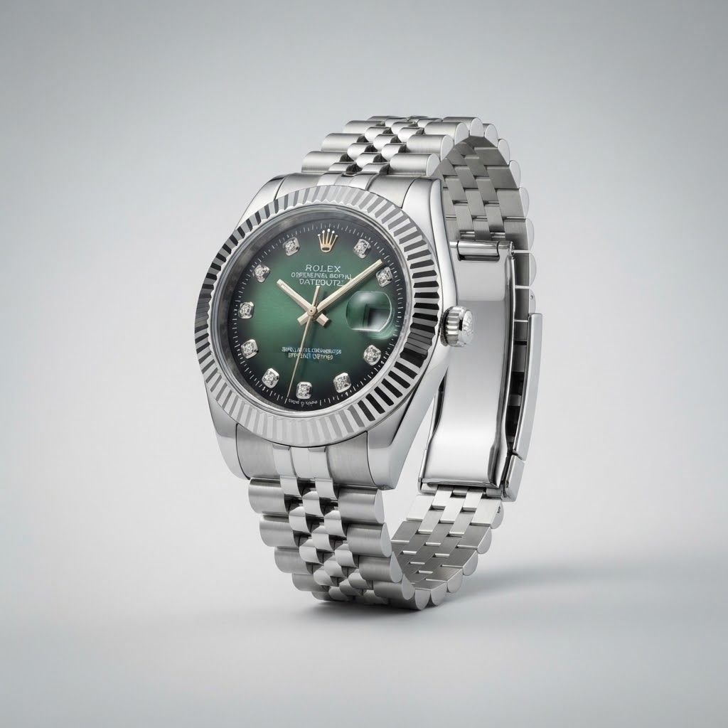 Rolex Datejust Silver & Emerald-Green Dial Diamond Edition
