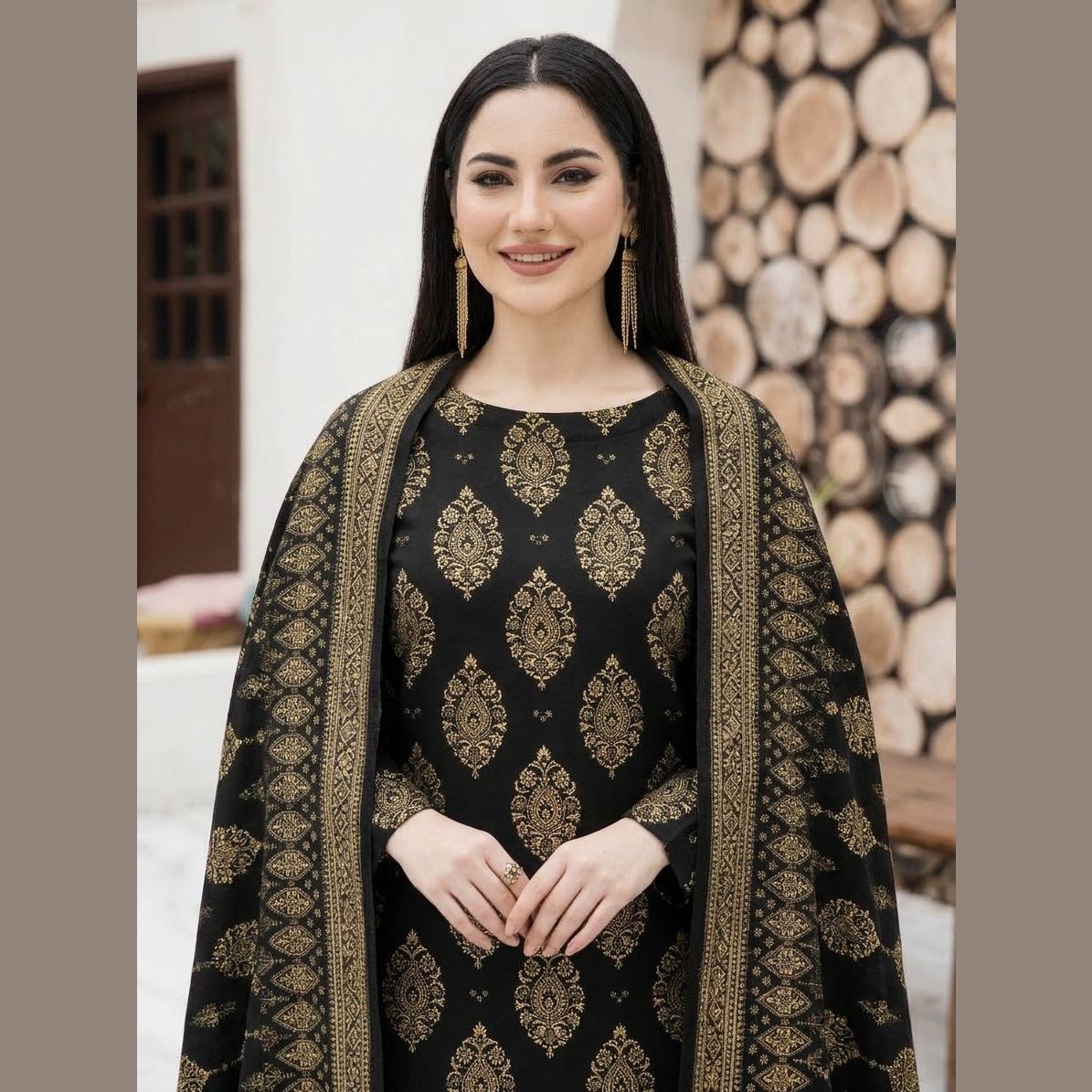Ladies 3-Piece Unstitched Suit, Floral Printed Linen — photo 2