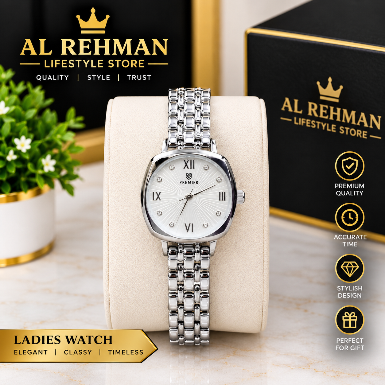 Ladies Silver Bracelet Watch – Elegant White Round Face with Roman Numerals — photo 2