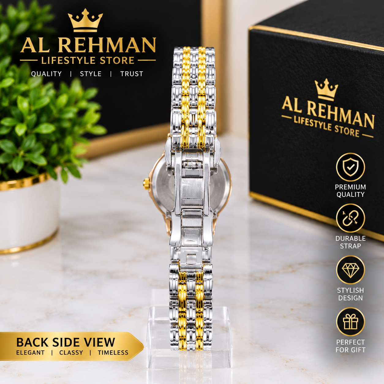 Ladies Gold and Silver Bracelet Watch – Elegant White Face — photo 2