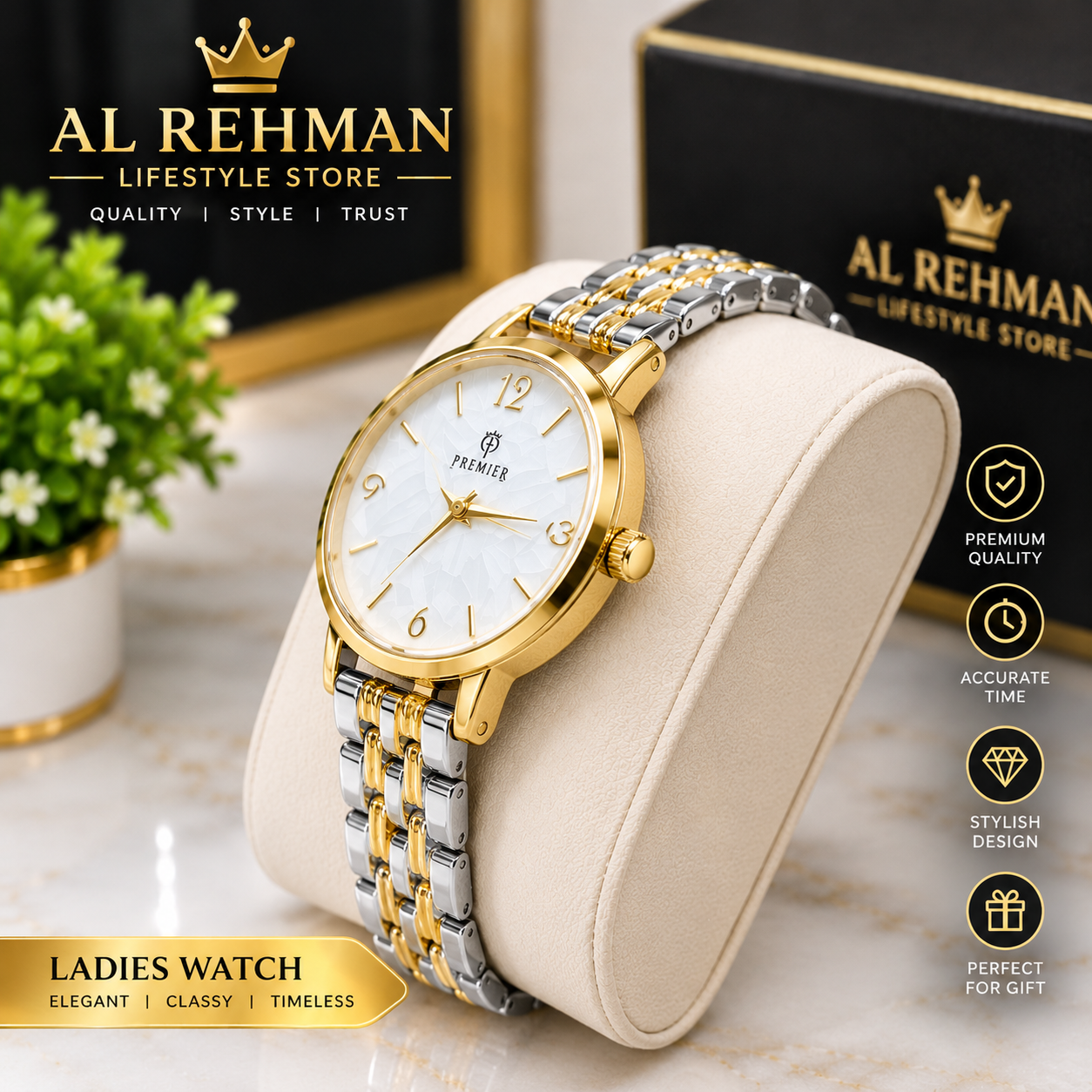 Ladies Gold and Silver Bracelet Watch – Elegant White Face — photo 3
