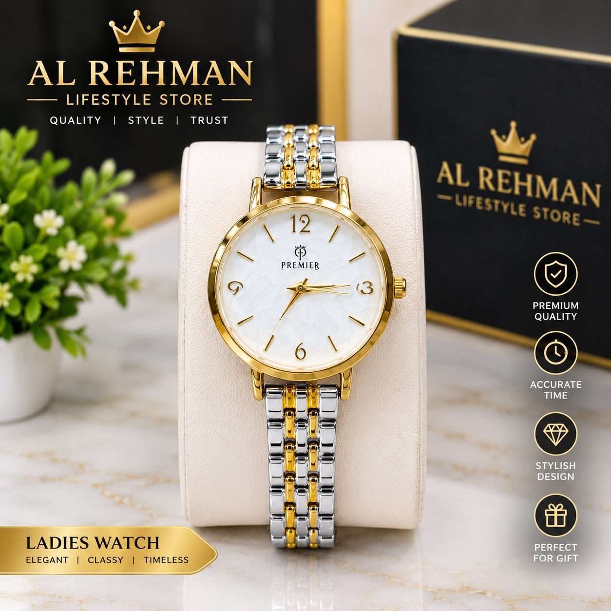 Ladies Gold and Silver Bracelet Watch – Elegant White Face — photo 4