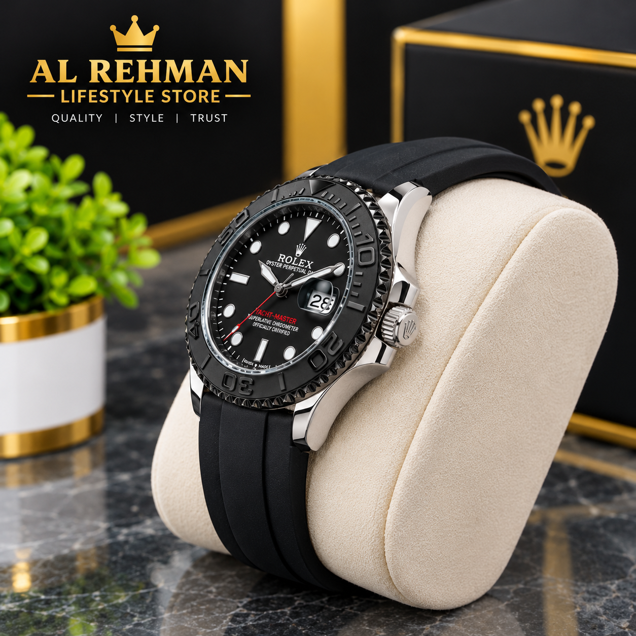 Men’s Black Sports Watch with Rubber Strap  Stylish Round Face — photo 3